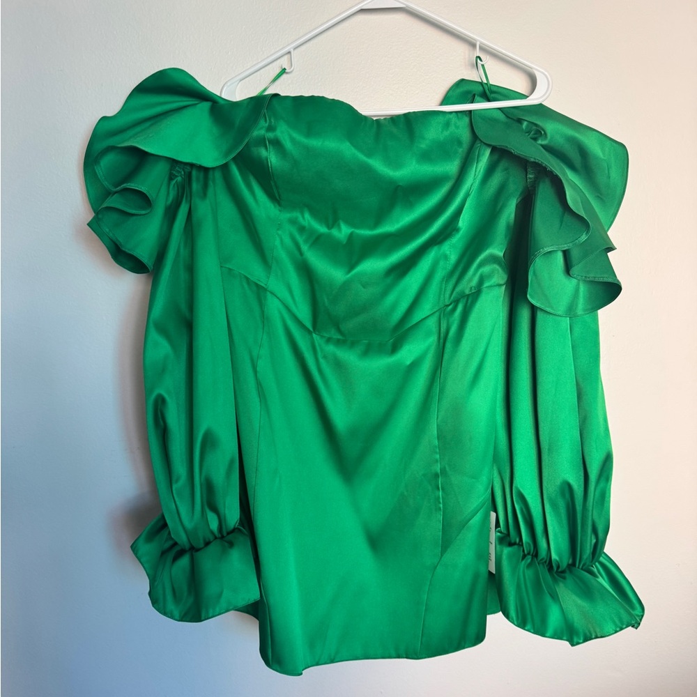 ASOS Green Puff Sleeve Mini Dress